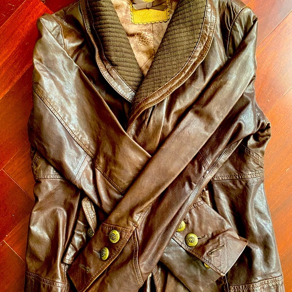 Guess Brown Leather Jacket - Picture 3 of 7
